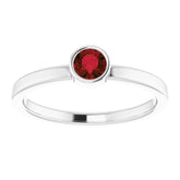 Platinum 4 mm Natural Mozambique Garnet Ring